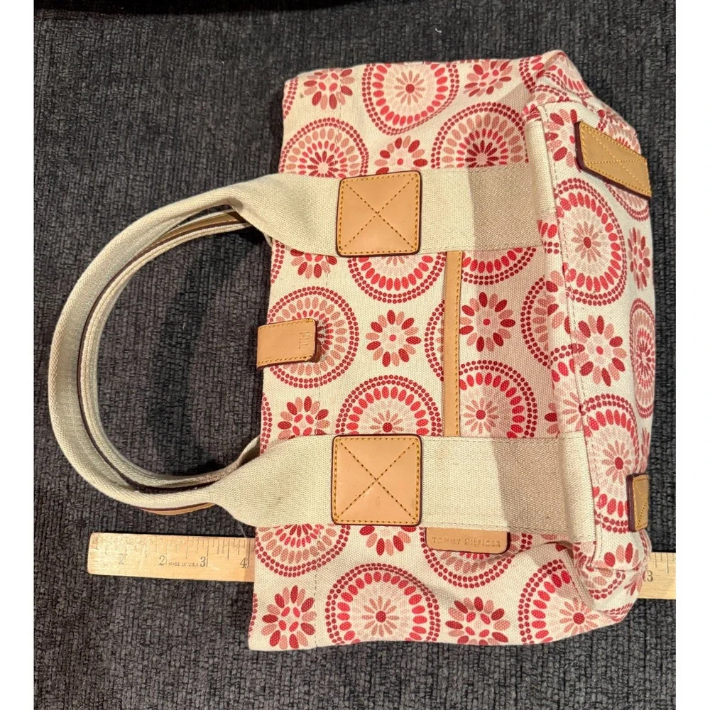Tommy Hilfiger Medallion Floral Boho Canvas Tote Pink Red Bag Hawaiian